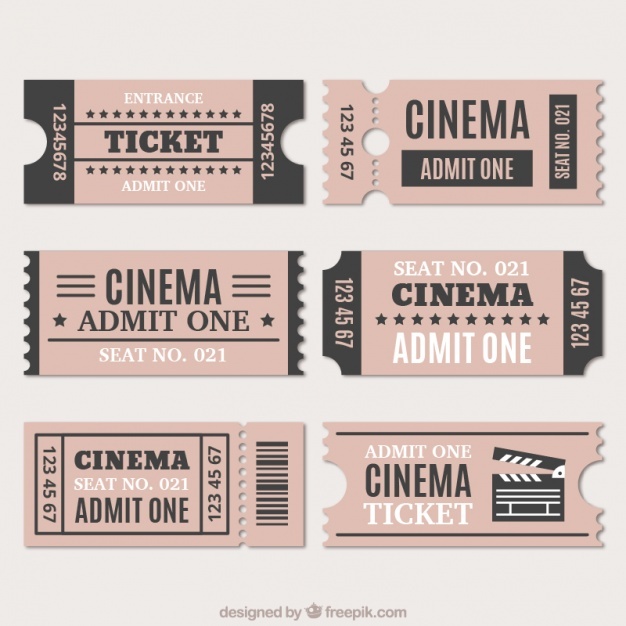 Assortment of cinema tickets in vintage style