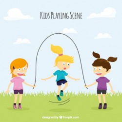 Background of girls jumping on the rope