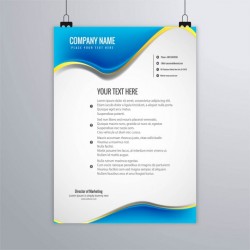 Blue brochure with gold lines