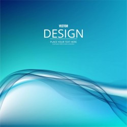 Blue gradient background with wavy shapes