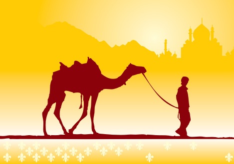 Boy and camel Vector