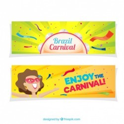 Colorful brazilian carnival banners in flat design