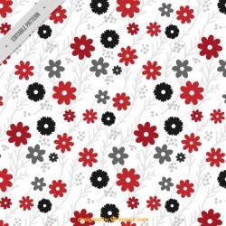 Decorative pattern of red and black flowers