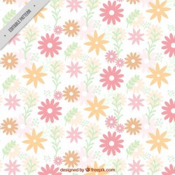 Flat pattern of cute flowers in pastel colors
