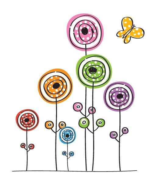Flowers and Butterfly Vector