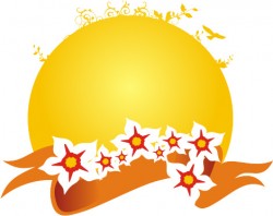 Flowers and ribbon Vector