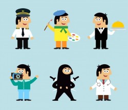 Funny characters with different professions