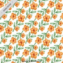 Great pattern of watercolor flowers in orange tones