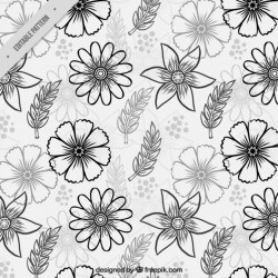 Great pattern with different hand-drawn flowers