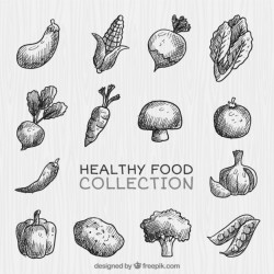 Hand-drawn healthy vegetables collection