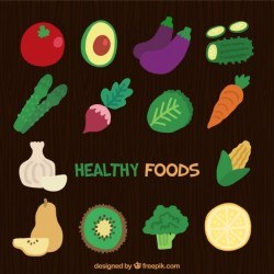 Hand-drawn set of tasty products