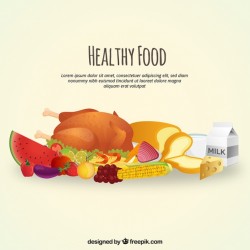 Healthy food in realistic style