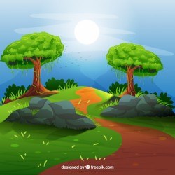 Landscape with sunset