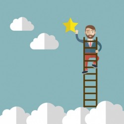 Man with a ladder background