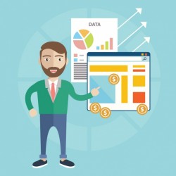 Man with infographies design