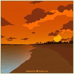 Nice beach, sunset