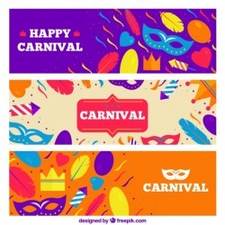 Pack of three colorful banners with carnival elements