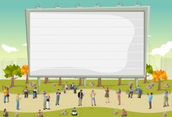 Parque people with big billboard vector 01