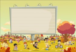 Parque people with big billboard vector 06
