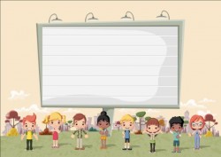 Parque people with big billboard vector 04