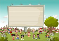 Parque people with big billboard vector 08