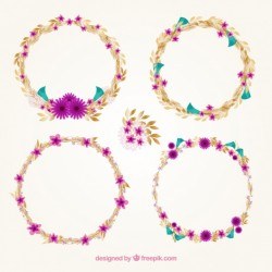 Pretty floral wreaths with golden details
