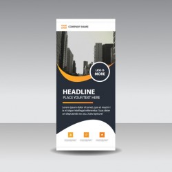 Roll up with orange and black shapes Vector