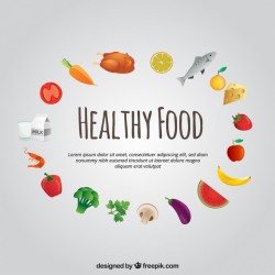 Round set of healthy food in flat design