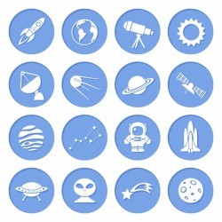Science fiction blue icons