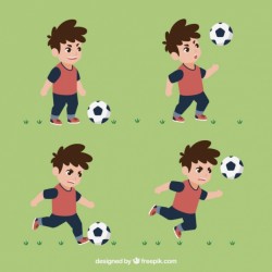 Set of child soccer player