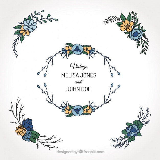 Set of floral ornaments for wedding