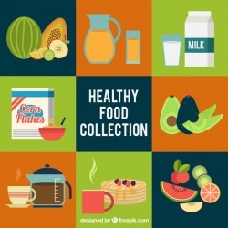 Variety of healthy food in flat design
