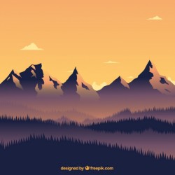 Warm landscape with mountains