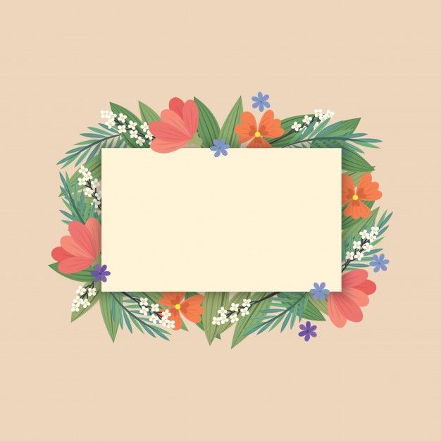 A rectagle label with florals/ flowers in flat style