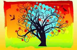 Art autumn tree creative background vector