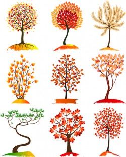 Autumn tree icons vector