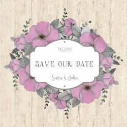Beautiful floral wedding card on wood