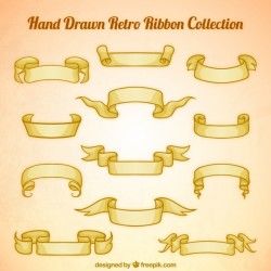 Beautiful hand drawn vintage ribbons
