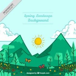 Beautiful landscape of hand drawn mountains background