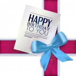 Blue bow with birthday card vector