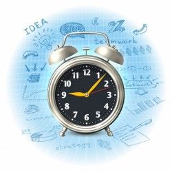 Business background with alarm clock