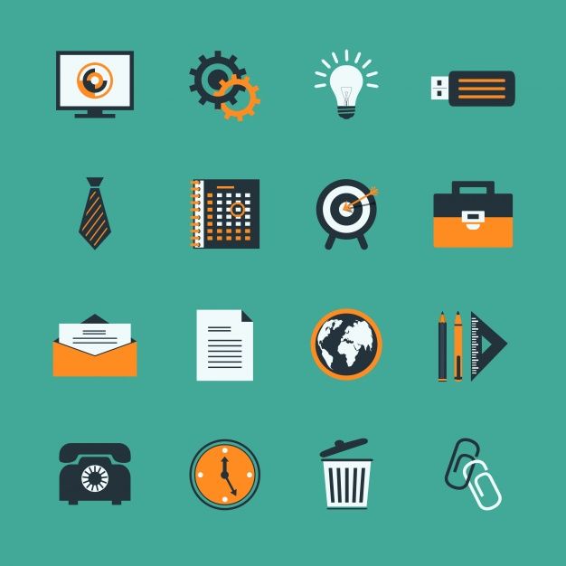Business icons with orange details