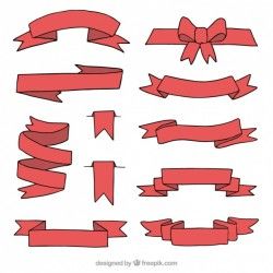 Collection of beautiful hand-drawn vintage ribbons