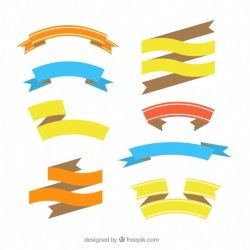 Collection of flat colored ribbons in flat design