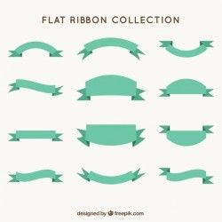 Collection of green ribbons in flat design