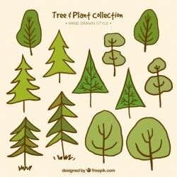 Collection of hand-drawn trees