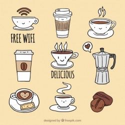 Collection of nice coffee shop elements