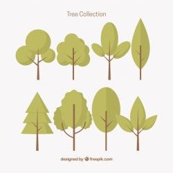 Collection of trees with geometric shapes