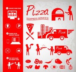 Creative pizza design elements vector
