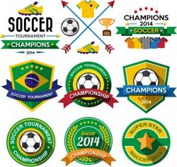 Creative soccer vector labels set
